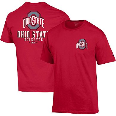 Men's Champion Scarlet Ohio State Buckeyes Team Stack 2-Hit T-Shirt