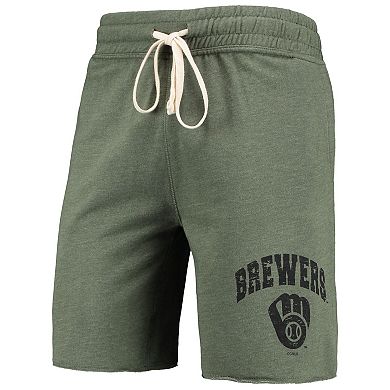 Men's Concepts Sport Heathered Olive Milwaukee Brewers Mainstream Tri-Blend Shorts