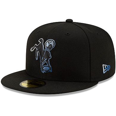 Men's New Era Black Indianapolis Colts Throwback Logo Color Dim 59FIFTY Fitted Hat