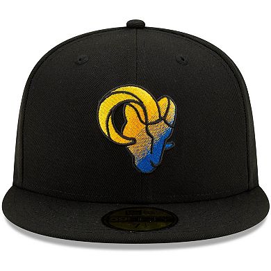 Men's New Era Black Los Angeles Rams Logo Color Dim 59FIFTY Fitted Hat