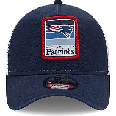 Men's New Era Navy/White New England Patriots Gradient Trucker 9FORTY Snapback Hat