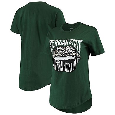 Women's Pressbox Green Michigan State Spartans Wild Lips Core T-Shirt
