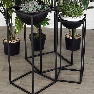 Stella & Eve Black Modern Planter Floor Decor 3-piece Set