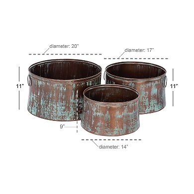 Stella & Eve Copper Finish Rustic Planter Table Decor 3-piece Set