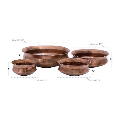 Stella & Eve Copper Finish Rustic Planter Table Decor 4-piece Set