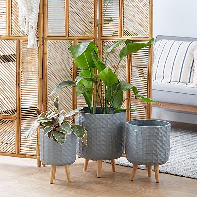 Stella & Eve Gray Textured Contemporary Planter Floor Decor 3-piece Set