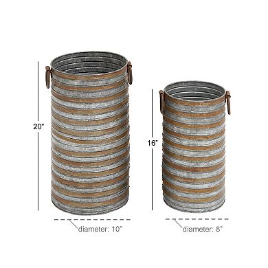 Stella & Eve Ribbed Cylinder Planter Floor Decor 2-piece Set