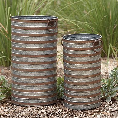 Stella & Eve Ribbed Cylinder Planter Floor Decor 2-piece Set