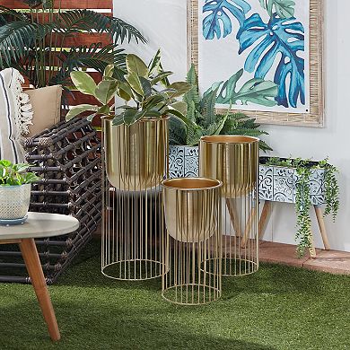 Stella & Eve Art Deco Inspired Planter Floor Decor 3-piece Set