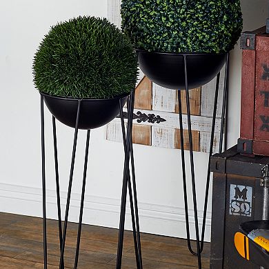 Stella & Eve Black Contemporary Planter Floor Decor 2-piece Set
