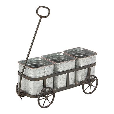 Stella & Eve Galvanized Farmhouse Decorative Wagon Planter Floor Decor