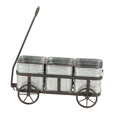 Stella & Eve Galvanized Farmhouse Decorative Wagon Planter Floor Decor