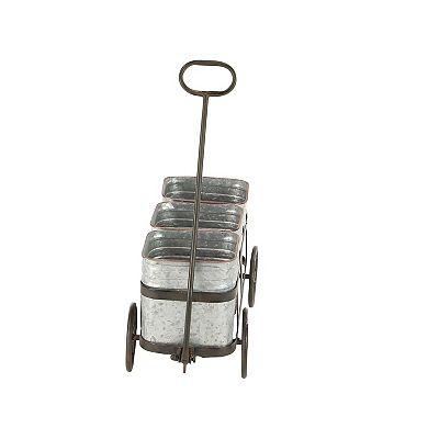 Stella & Eve Galvanized Farmhouse Decorative Wagon Planter Floor Decor