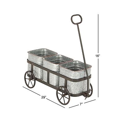 Stella & Eve Galvanized Farmhouse Decorative Wagon Planter Floor Decor