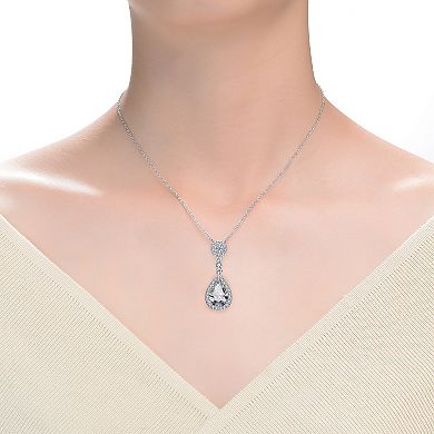 Sterling Silver Cubic Zirconia Pear Drop Pendant Necklace