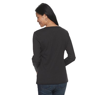 Petite Croft & Barrow?? Essential Long-Sleeve V-Neck Top