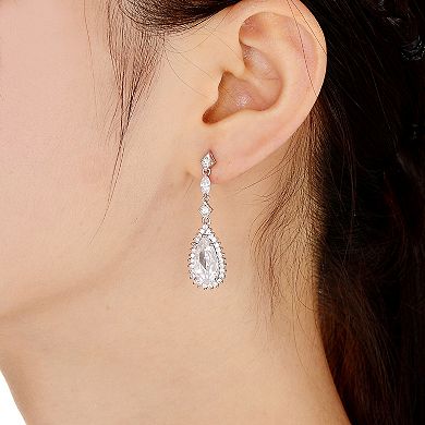 Sterling Silver Cubic Zirconia Pear Drop Earrings