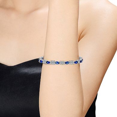 Sterling Silver Blue Cubic Zirconia Bracelet