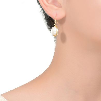 14k Gold Over Sterling Silver Freshwater Cultured Pearl Drop Earrings
