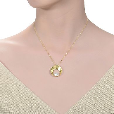 14k Gold Over Sterling Silver Freshwater Cultured Pearl Round Pendant Necklace