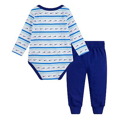 Baby Nike Swoosh Stripe Bodysuit & Pants Set