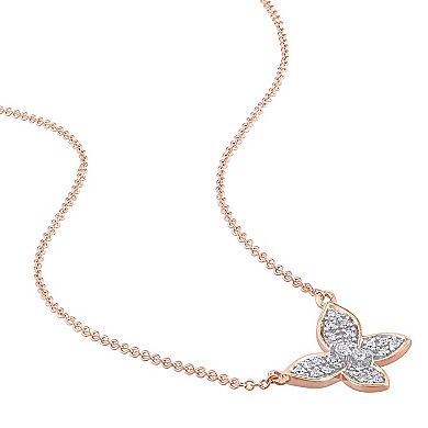 Stella Grace 10k Rose Gold 1/8 Carat T.W. Diamond Butterfly Pendant