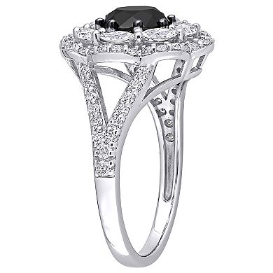 Stella Grace 10k White Gold 1 1/2 Carat T.W. Black Diamond & Lab-Created Moissanite Engagement Ring