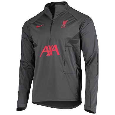 Men's Nike Anthracite Liverpool Shield Strike Performance Drill Raglan Quarter-Zip Jacket