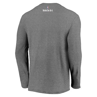 Men's Fanatics Branded Heather Charcoal Dallas Mavericks 2021 Noches Ã‰ne-BÃ©-A Authentic Shooting Long Sleeve T-Shirt