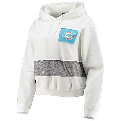 Women's Refried Apparel White Miami Dolphins Crop Dolman Pullover Hoodie