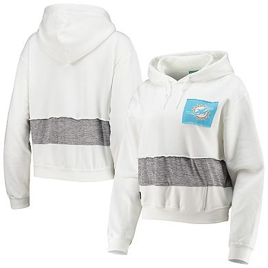 Women's Refried Apparel White Miami Dolphins Crop Dolman Pullover Hoodie