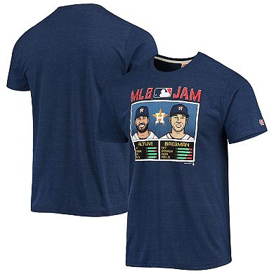 Men's Homage Jose Altuve & Alex Bregman Heathered Navy Houston Astros MLB Jam Player Tri-Blend T-Shirt