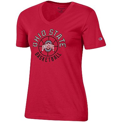 Women's Champion Scarlet Ohio State Buckeyes Basketball V-Neck T-Shirt