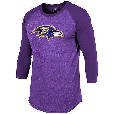 Men's Fanatics Branded J.K. Dobbins Purple Baltimore Ravens Team Player Name & Number Tri-Blend Raglan 3/4-Sleeve T-Shirt