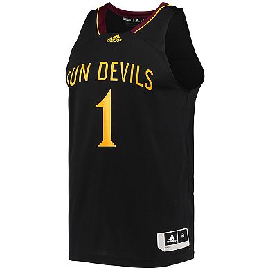 Men's adidas #1 Black Arizona State Sun Devils Reverse Retro Jersey