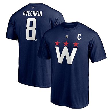 Men's Fanatics Branded Alexander Ovechkin Navy Washington Capitals 2020/21 Alternate Authentic Stack Name & Number T-Shirt