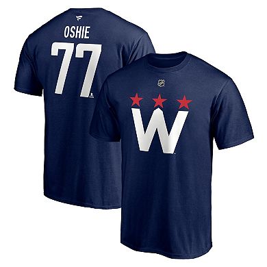Men's Fanatics Branded TJ Oshie Navy Washington Capitals 2020/21 Alternate Authentic Stack Name & Number T-Shirt