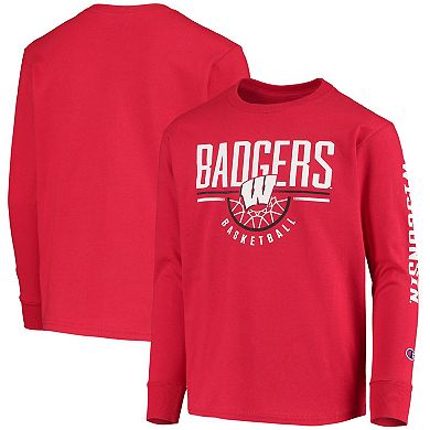 Youth Champion Scarlet Wisconsin Badgers Basketball Long Sleeve T-Shirt