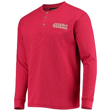 Men's Dunbrooke Scarlet San Francisco 49ers Logo Maverick Thermal Henley Long Sleeve T-Shirt