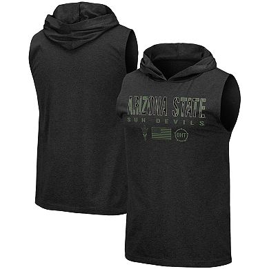 Men's Colosseum Black Arizona State Sun Devils OHT Military Appreciation Camo Logo Hoodie Sleeveless T-Shirt