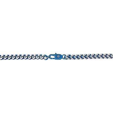 Men's LYNX Blue Ion-Plated Stainless Steel Foxtail Chain Necklace 