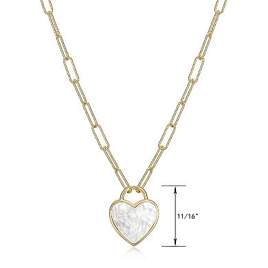 18k Gold Over Sterling Silver Heart Paper Clip Chain Necklace