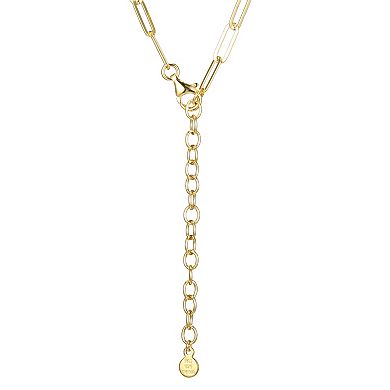 18k Gold Over Sterling Silver Heart Paper Clip Chain Necklace