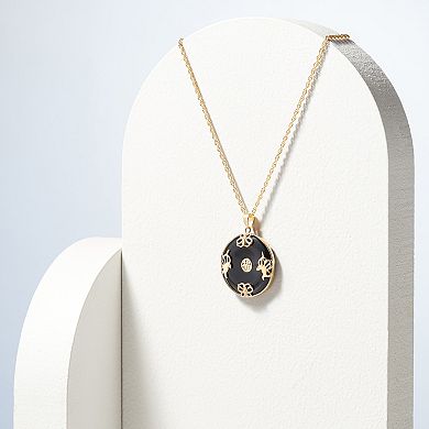 18k Gold Over Sterling Silver Black Agate Pendant Necklace