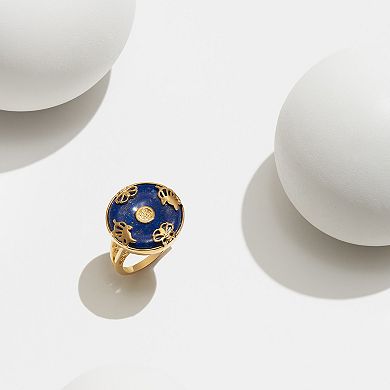 Dynasty Jade 18k Gold Over Silver Silver Lapis Lazuli Statement Ring