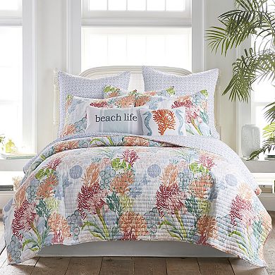Levtex Home Sunset Bay Sea Horses Coral Pillow