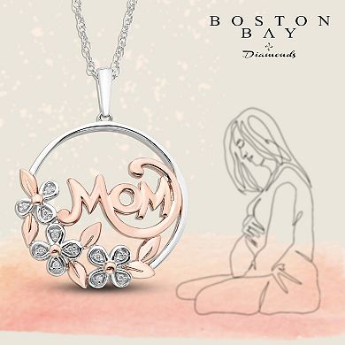 Boston Bay Diamonds Two Tone Sterling Silver Diamond Accent Mom Pendant Necklace