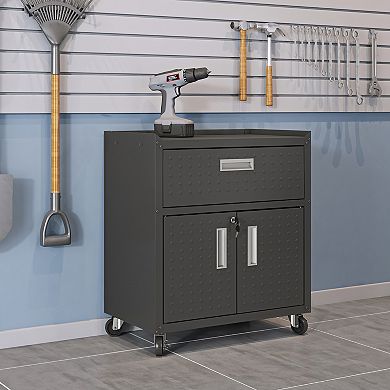 MANHATTAN COMFORT 3-Piece Fortress Mobile Garage Cabinet & Worktable Set