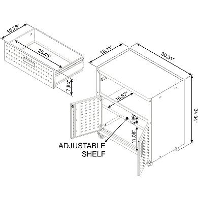 MANHATTAN COMFORT 3-Piece Fortress Mobile Garage Cabinet & Worktable Set