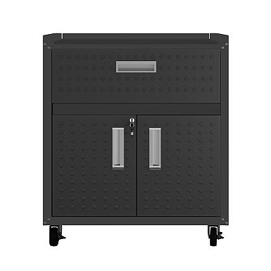 MANHATTAN COMFORT 3-Piece Fortress Mobile Garage Cabinet & Worktable Set